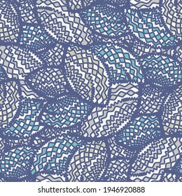 Seamless abstract pattern with the image of geometric shapes and wavy lines
