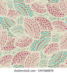 Seamless abstract pattern with the image of geometric shapes and wavy lines
