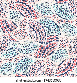 Seamless abstract pattern with the image of geometric shapes and wavy lines
