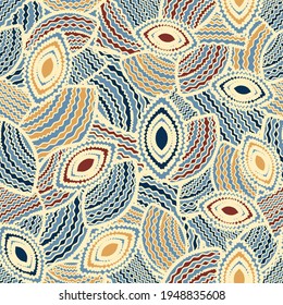 Seamless abstract pattern with the image of geometric shapes and wavy lines
