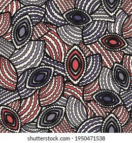 Seamless abstract pattern with the image of geometric shapes and wavy lines
