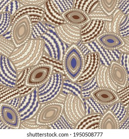 Seamless abstract pattern with the image of geometric shapes and wavy lines
