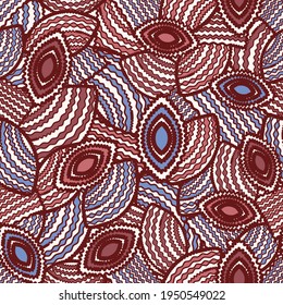 Seamless abstract pattern with the image of geometric shapes and wavy lines

