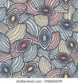 Seamless abstract pattern with the image of geometric shapes and wavy lines
