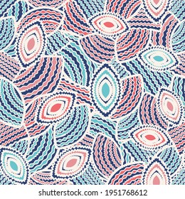 Seamless abstract pattern with the image of geometric shapes and wavy lines

