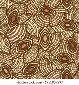 Seamless abstract pattern with the image of geometric shapes and wavy lines
