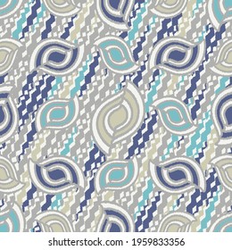 Seamless abstract pattern with the image of geometric shapes and wavy lines
