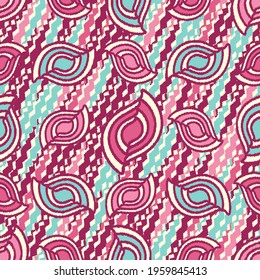 Seamless abstract pattern with the image of geometric shapes and wavy lines
