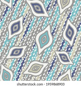 Seamless abstract pattern with the image of geometric shapes and wavy lines
