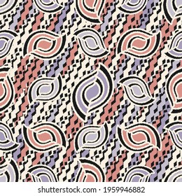 Seamless abstract pattern with the image of geometric shapes and wavy lines
