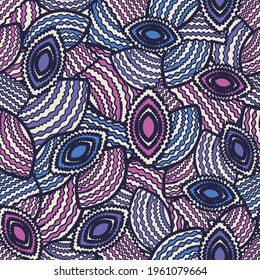 Seamless abstract pattern with the image of geometric shapes and wavy lines
