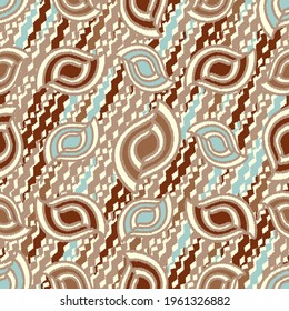 Seamless abstract pattern with the image of geometric shapes and wavy lines
