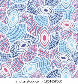 Seamless abstract pattern with the image of geometric shapes and wavy lines
