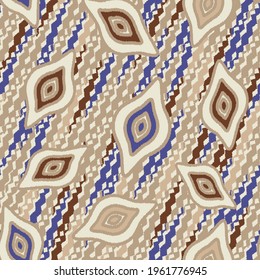 Seamless abstract pattern with the image of geometric shapes and wavy lines

