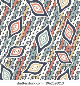Seamless abstract pattern with the image of geometric shapes and wavy lines
