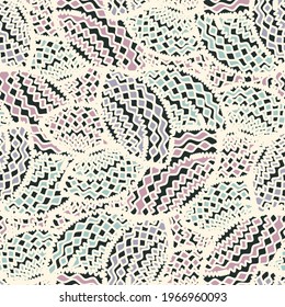 Seamless abstract pattern with the image of geometric shapes and wavy lines
