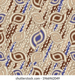 Seamless abstract pattern with the image of geometric shapes and wavy lines
