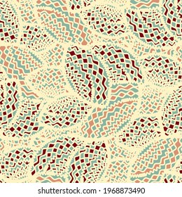 Seamless abstract pattern with the image of geometric shapes and wavy lines

