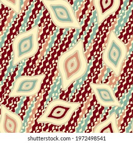 Seamless abstract pattern with the image of geometric shapes and wavy lines
