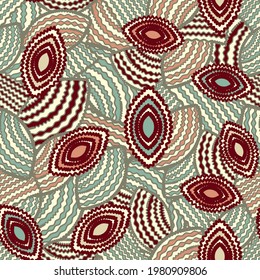 Seamless abstract pattern with the image of geometric shapes and wavy lines
