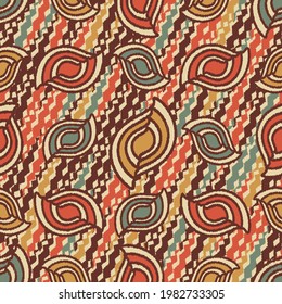 Seamless abstract pattern with the image of geometric shapes and wavy lines
