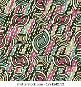 Seamless abstract pattern with the image of geometric shapes and wavy lines
