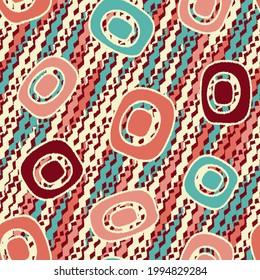 Seamless abstract pattern with the image of geometric shapes and wavy lines
