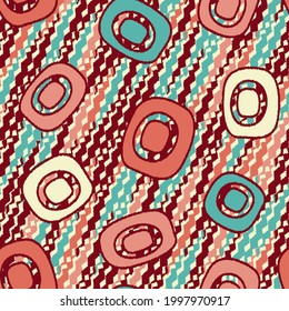 Patrón abstracto sin inconvenientes con la imagen de formas geométricas y líneas onduladas
