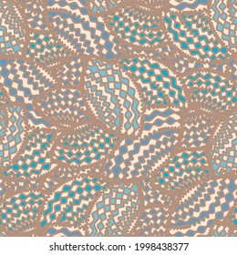 Seamless abstract pattern with the image of geometric shapes and wavy lines
