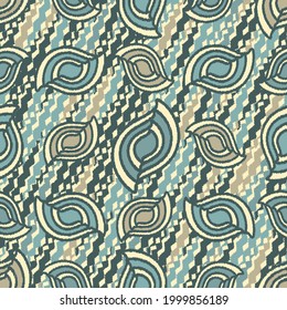 Seamless abstract pattern with the image of geometric shapes and wavy lines
