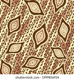 Seamless abstract pattern with the image of geometric shapes and wavy lines
