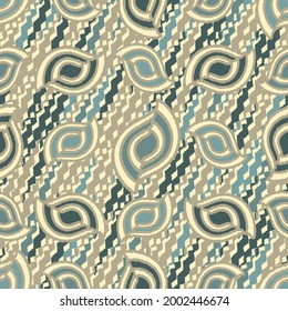 Seamless abstract pattern with the image of geometric shapes and wavy lines
