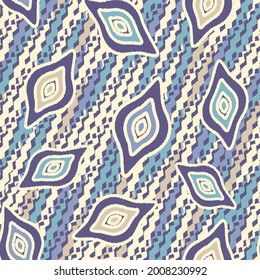 Seamless abstract pattern with the image of geometric shapes and wavy lines
