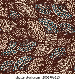 Seamless abstract pattern with the image of geometric shapes and wavy lines
