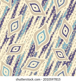 Seamless abstract pattern with the image of geometric shapes and wavy lines
