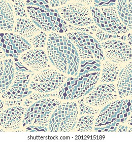 Seamless abstract pattern with the image of geometric shapes and wavy lines
