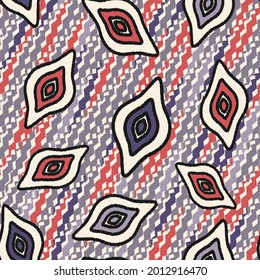 Seamless abstract pattern with the image of geometric shapes and wavy lines
