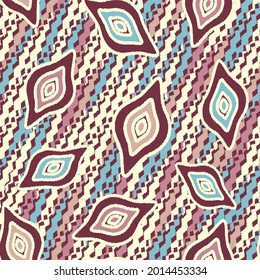 Seamless abstract pattern with the image of geometric shapes and wavy lines
