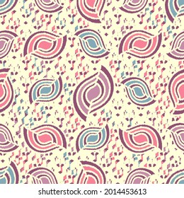 Seamless abstract pattern with the image of geometric shapes and wavy lines
