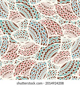 Seamless abstract pattern with the image of geometric shapes and wavy lines
