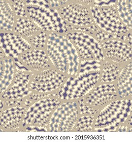 Seamless abstract pattern with the image of geometric shapes and wavy lines
