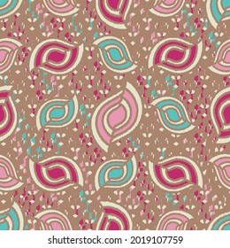 Seamless abstract pattern with the image of geometric shapes and wavy lines
