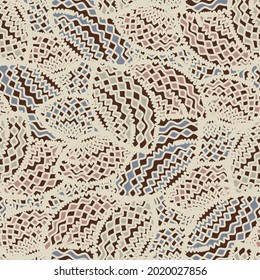 Seamless abstract pattern with the image of geometric shapes and wavy lines
