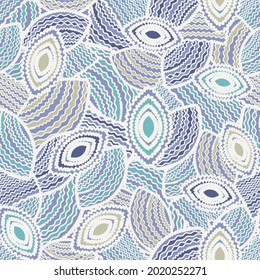 Seamless abstract pattern with the image of geometric shapes and wavy lines
