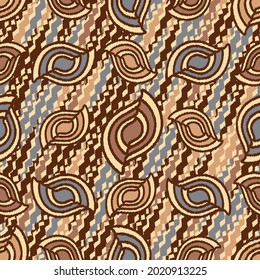 Seamless abstract pattern with the image of geometric shapes and wavy lines
