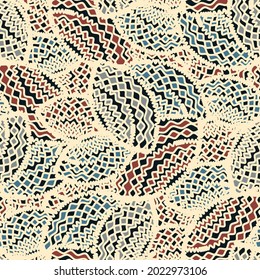 Nahtloses abstraktes Muster mit dem Bild geometrischer Formen und gewellter Linien
