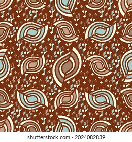 Seamless abstract pattern with the image of geometric shapes and wavy lines
