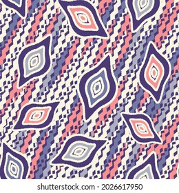 Seamless abstract pattern with the image of geometric shapes and wavy lines


