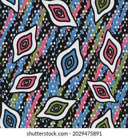 Seamless abstract pattern with the image of geometric shapes and wavy lines
