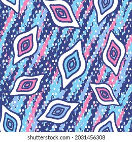 Seamless abstract pattern with the image of geometric shapes and wavy lines
